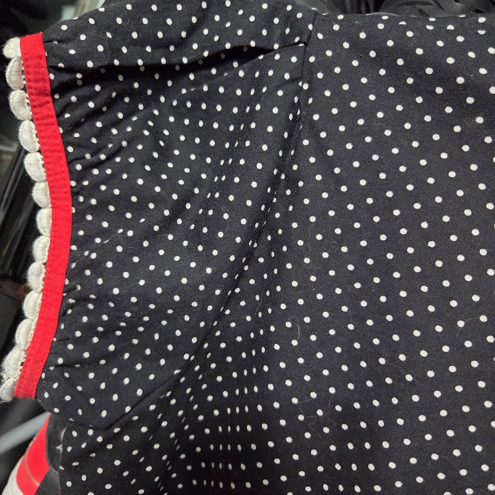 Sourpuss Black Polka Dot Dress with Red Trim. Size XL - Picture 7 of 9